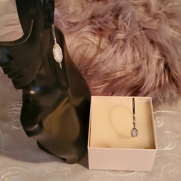 Lia Sophia Hoop Earrings with Pearlescent middle surrounded with Rhinestones. - Picture 1 of 5